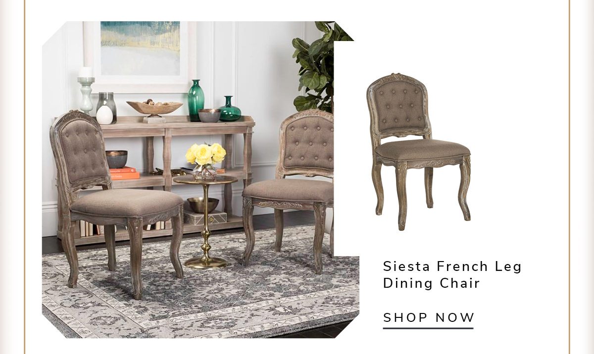 SiestaFrench Leg Dining Chair in Brown | SHOP NOW
