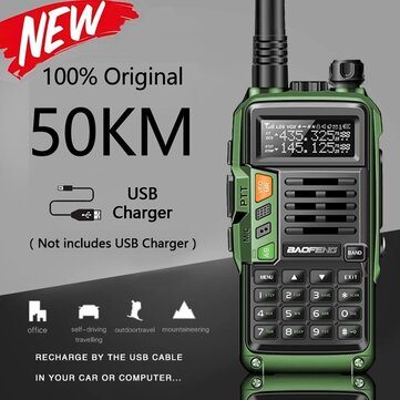 2022 BAOFENG UV-S9 Plus Walkie Talkie Green Yellow Tri-Band 10W With USB Charger Powerful CB Radio Transceiver VHF UHF 136-174Mhz/220-260Mhz/400-520Mh