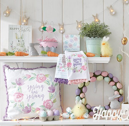 Image of easter decor, entertaining, textiles and ribbon.