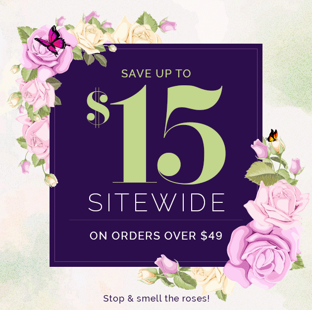 Save Up to $15 Sitewide on Orders Over $49