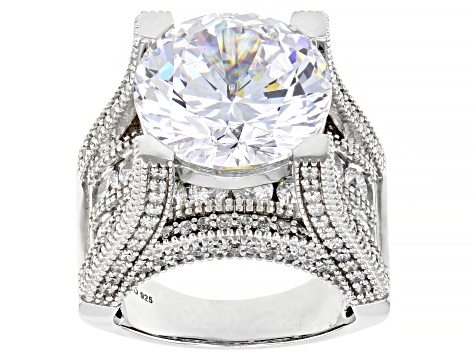 White Cubic Zirconia Rhodium Over Sterling Silver Ring 22.65ctw