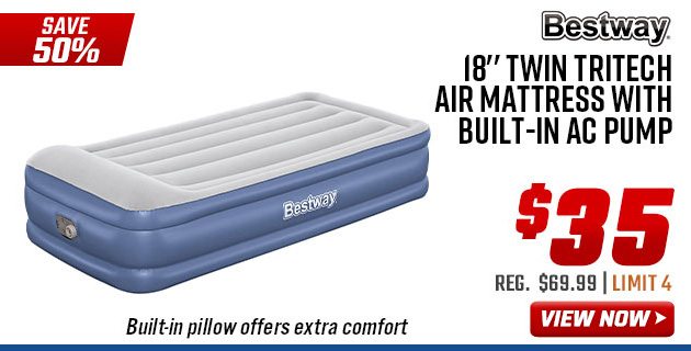 Bestway 18'' Twin Tritech Air Mattress with Built-in AC Pump