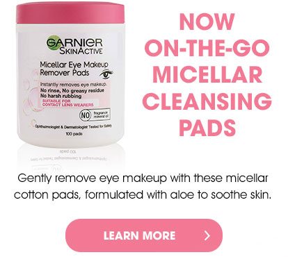 NOW ON-THE-GO MICELLAR CLEANSING PADS - Gently remove eye makeup with these micellar cotton pads, formulated with aloe to soothe skin. - LEARN MORE >