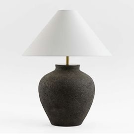 Corfu Black Table Lamp with Linen Taper Shade