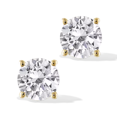 Round-Cut Diamond Solitaire Stud Earrings 1/3 ct tw 10K Yellow Gold (I/I3)