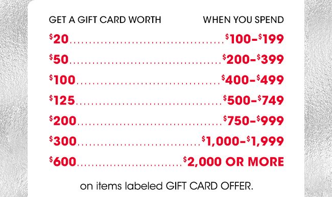 GET UP TO A $600 GIFT CARD