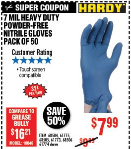 7 mil Nitrile Powder-Free Gloves 50 Pc Medium 