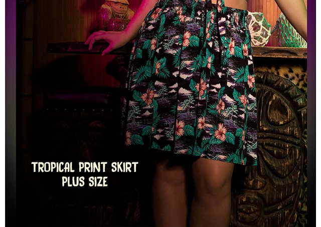 Tropical Print Skirt Plus Size