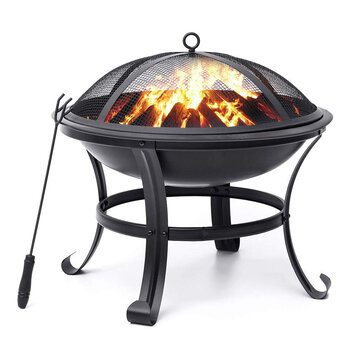 22'' Patio Fire Steel BBQ Grill Fire Pit Bowl Mesh Mesh Spark Screen Cover Garden Beaches Camping Picnic Outdoor Fire Pit