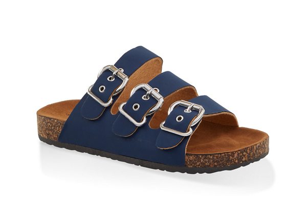 Triple Buckle Footbed Sandals