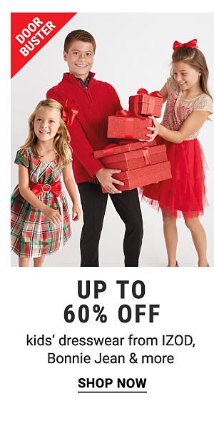 Door Buster. Up to 60% off kids' dresswear from IZOD, Bonnie Jean & more. Shop now.