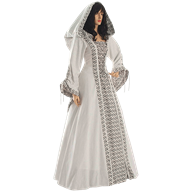 White Medieval Maiden Hooded Dress