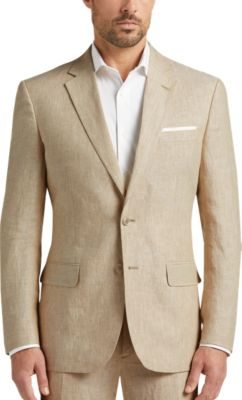 JOE Joseph Abboud Tan Chambray Linen Slim Fit Suit Separates Coat