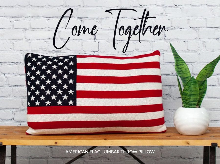 American Flag Lumbar Throw Pillow 