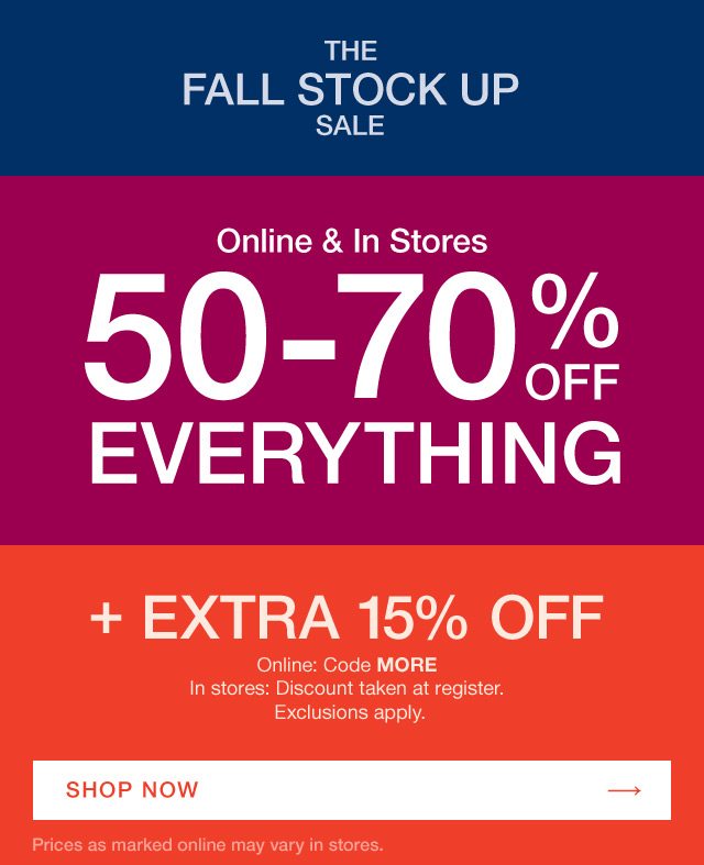 THE FALL STOCK UP SALE