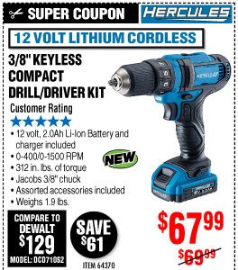 View 12V Lithium Cordless 3/8 in. Compact Drill/Driver Kit