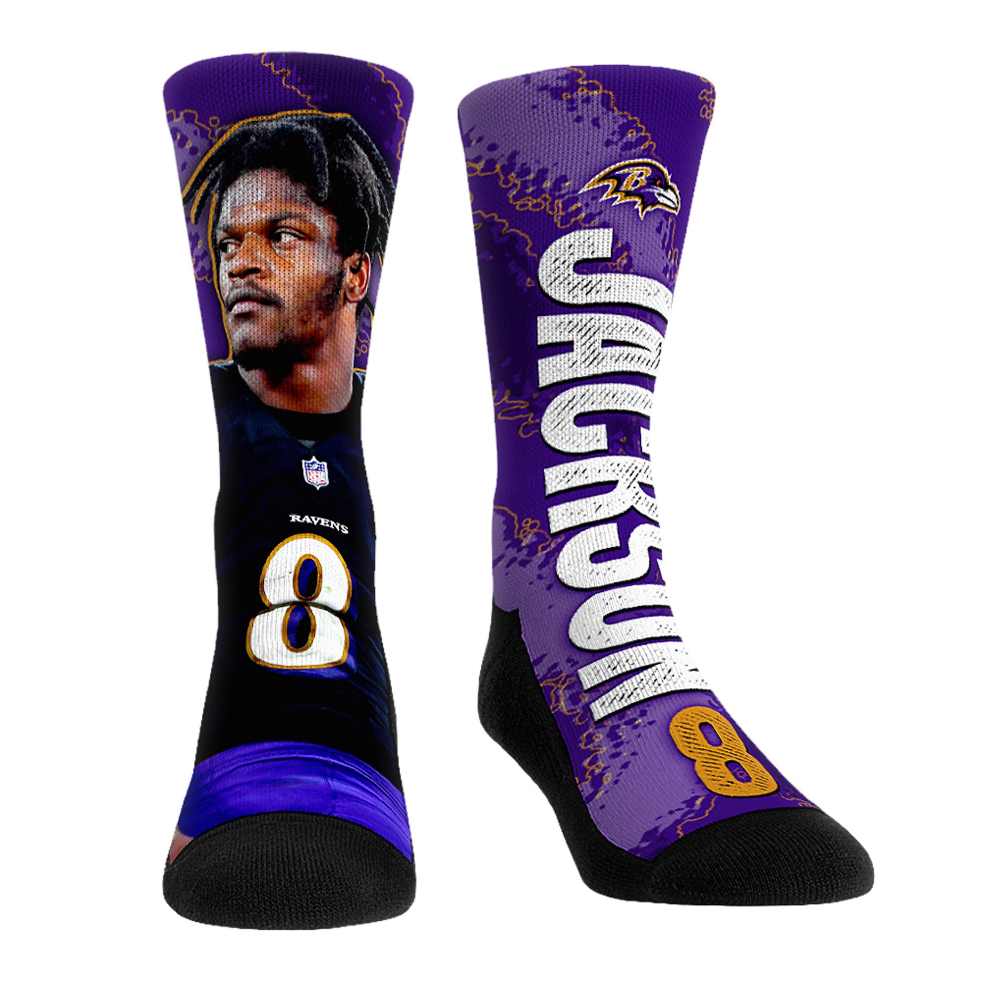  Rock Em Socks Lamar Jackson Big Player Crew Socks