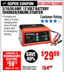 View 10/2/50 Amp 12V Manual Charger With Engine Start