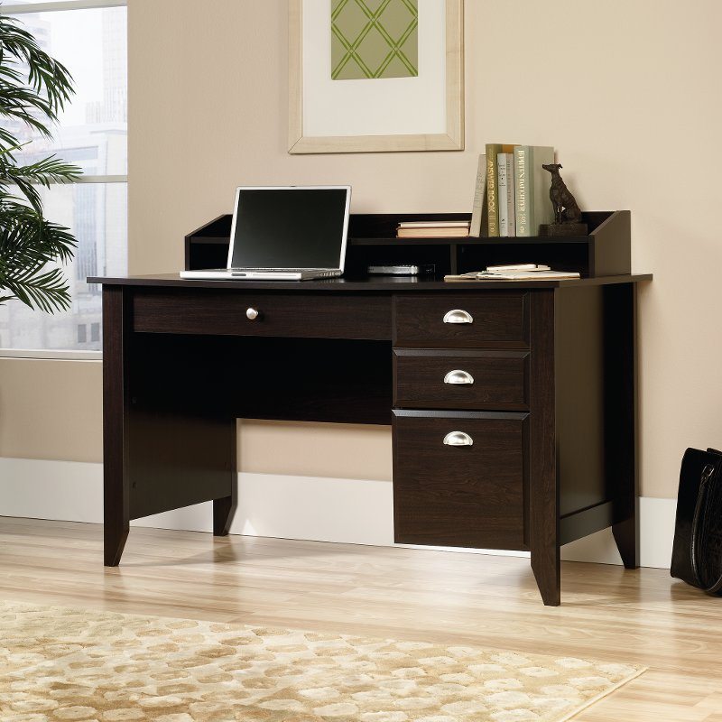 Traditional Dark Brown Office Desk - Shoal Creek