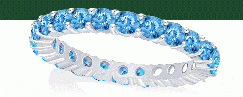 Stackable 3mm Birthstone Eternity Ring displaying differing gemstone and colour arrangements