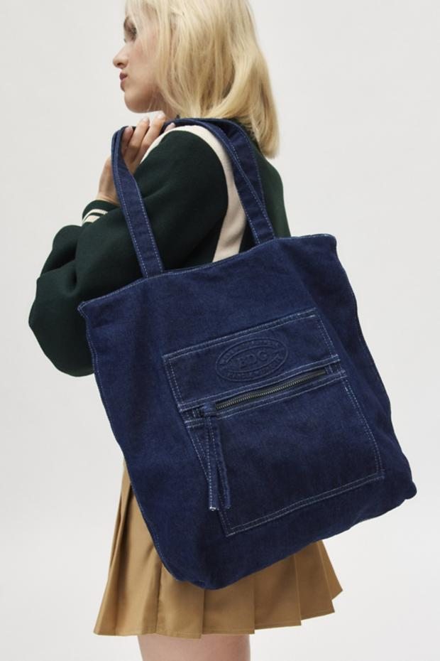 BDG Logo Washed Denim Tote Bag