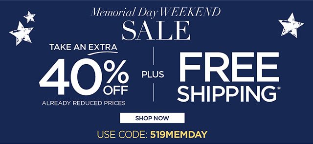 Memorial Day Weekend Sale - code: 519MEMDAY