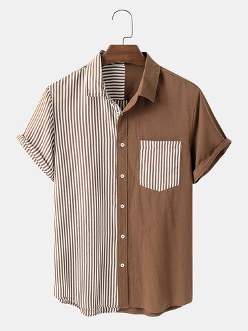 Design Striped & Patchwork Casual Shirts