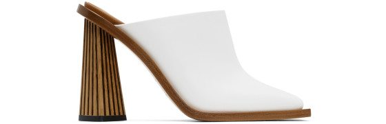 Givenchy - White Carved Mule Heels
