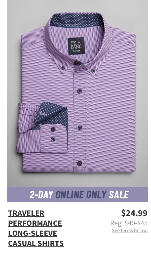 Traveler Performance Long-Sleeve Casual Shirs $24.99 Reg. $40-$45 See terms below.