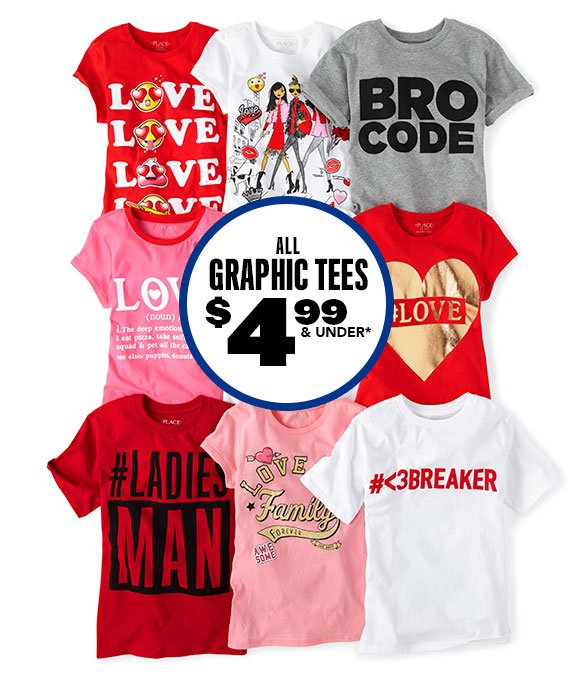 All Graphic Tees $4.99 & Under