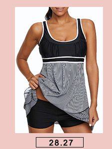 Scoop Back Contrast Piping Layered Swimdress and Panty