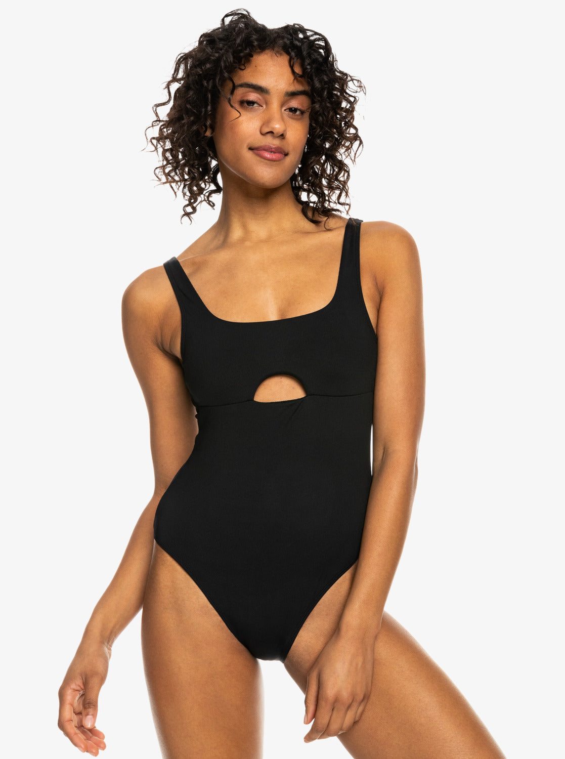 Image of Roxy Pro The Double Line One-Piece Swimsuit - Anthracite