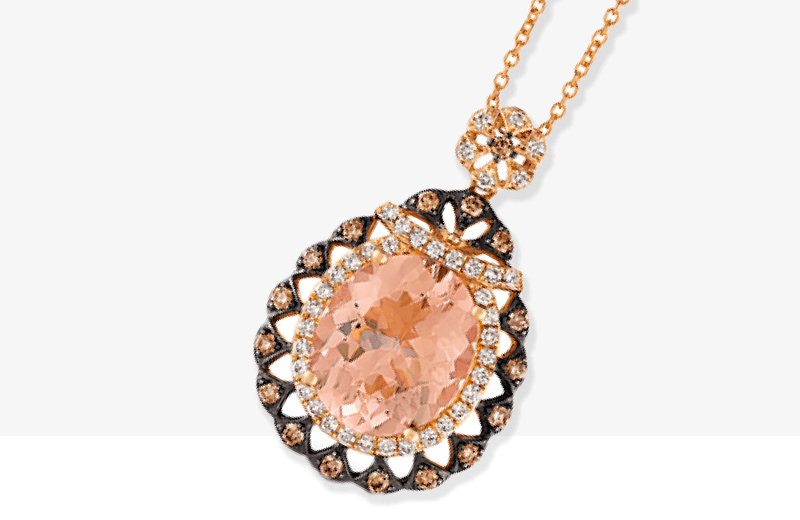 Le Vian Morganite Necklace 1/2 ct tw Diamonds 14K Strawberry Gold 18''