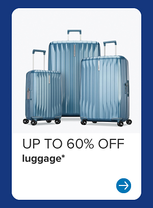 A three piece rolling luggage set in blue. Up to 60% off luggage.