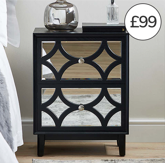 Delphi Black 2 Drawer Bedside Table - 5* - They are so stylish