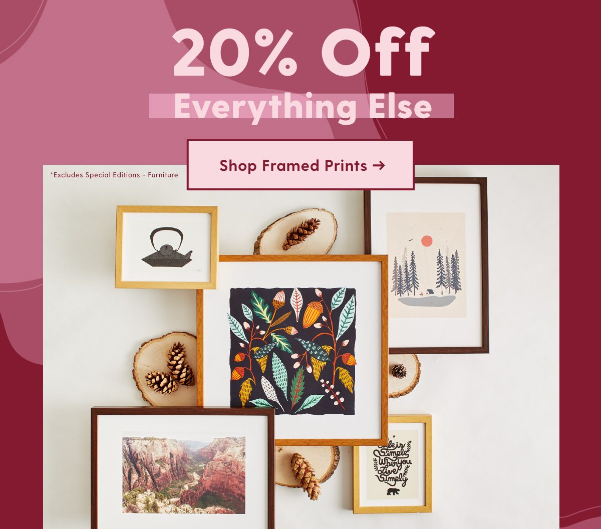 20% Off Everything Else Shop Framed Prints