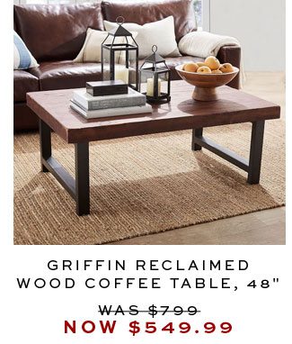 GRIFFIN RECLAIMED WOOD COFFEE TABLE, 48"