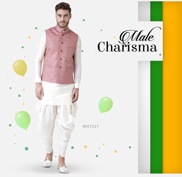 I-Day Special: Nehru Jackets in brocade, jacquard and art silk. Shop!