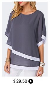 Half Sleeve Dark Grey Chiffon Blouse