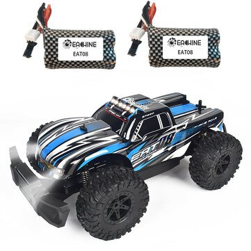 Eachine EAT08 1/14 All Terrain RC Car RTR Electric Vehicle with 2.4 GHz Remote Control LED Lights and Several Rechargeable Batteries Off Road RC Crawler 20+ Min Play Great Gifts for Boys Kids and Adults