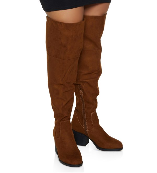 Wide Calf Over the Knee Block Heel Boots