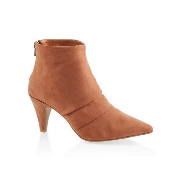 Pointed Toe Ruched Ankle Booties