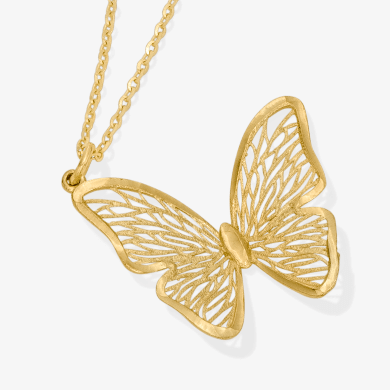 Diamond-cut Butterfly Necklace 10K Yellow Gold 18''