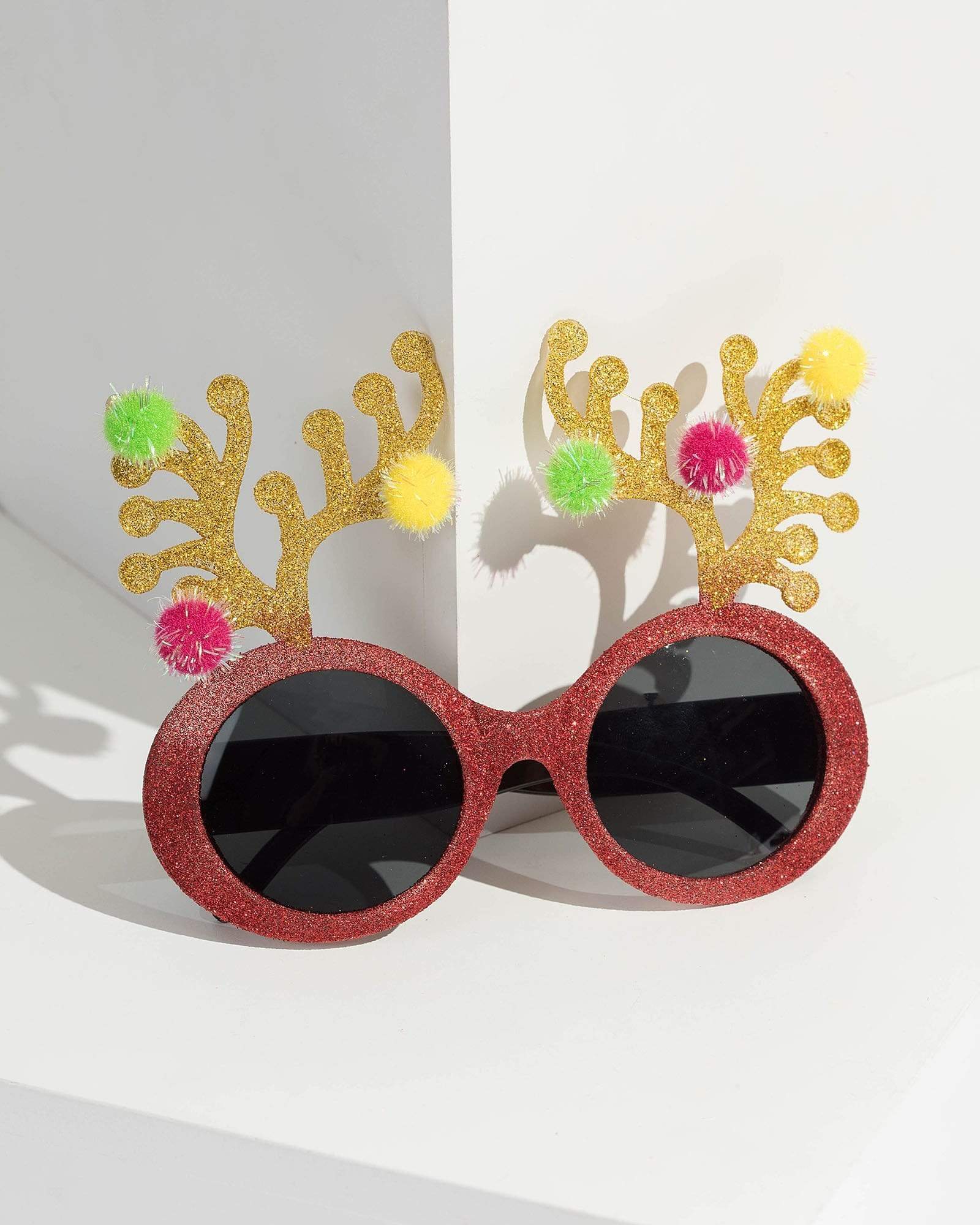 Image of Multi Colour Reindeer Novelty Glasses