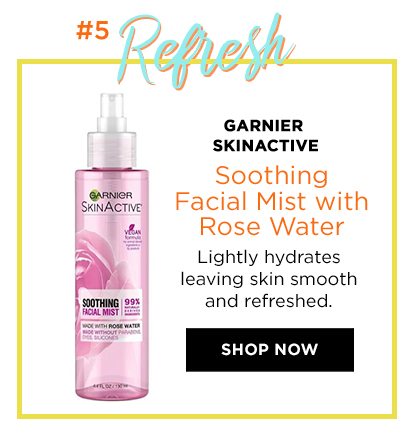 Hashtag 5 - Refresh - GARNIER SKINACTIVE - Soothing Facial Mist with Rose Water - Lightly hydrates leaving skin smooth and refreshed. - SHOP NOW