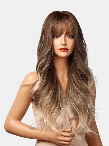 Gradient Long Wavy Curly Synthetic Wigs
