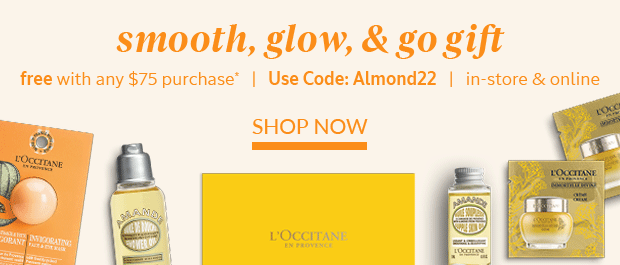 FREE SMOOTH, GLOW, & GO GIFT. USE CODE: ALMOND22*