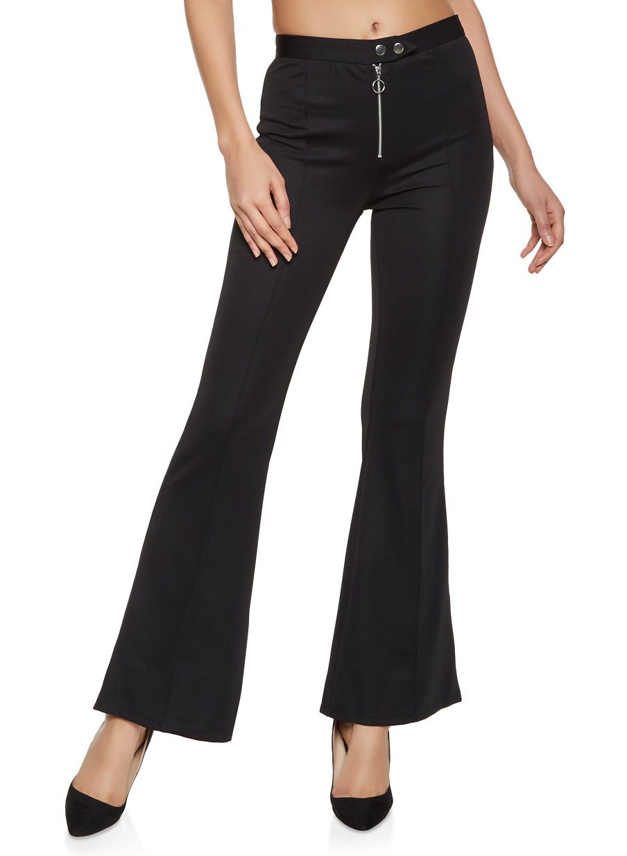 Pintuck Flared Dress Pants