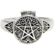 Sterling Silver Tree Pentacle Poison Ring