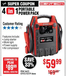 View View 4-in-1 Portable Power Pack with Jump Starter